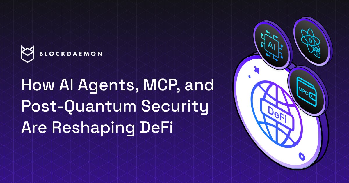 AI agents, MCP, and post-quantum cryptography are reshaping crypto.

In our latest blog, Varun Gyanchandani, Director of Engineering at Blockdaemon, unpacks how these innovations will transform DeFi and institutional adoption.

🔗 bit.ly/4nwLLll

#AI #MCP #DeFi