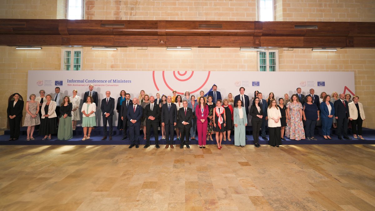 MaltaCoE's tweet image. Under 🇲🇹's Presidency of the @CoE, politicians & experts from 50+ countries met in Valletta for the 1st-ever Informal Ministerial to mark 15 years of the #LanzaroteConvention.
They urged stronger cooperation to protect children from sexual abuse & exploitation.
#MTCoE2025