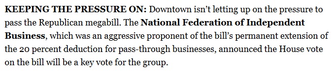 Politico: <a href="/NFIB/">NFIB</a> has been an "aggressive proponent" of making the Small Business Deduction permanent, a key provision of the One Big Beautiful Bill. politico.com/politicoinflue…