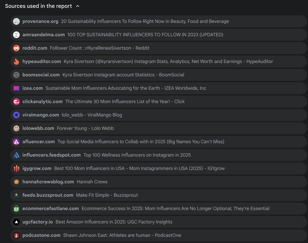 DaveRekuc's tweet image. One really interesting thing about influencer research on LLMs is that they are blocked from accessing things like IG videos directly.
So, instead, they evaluate what's written about influencers.
It's a second-hand account of the influencer. And it's still surprisingly decent.