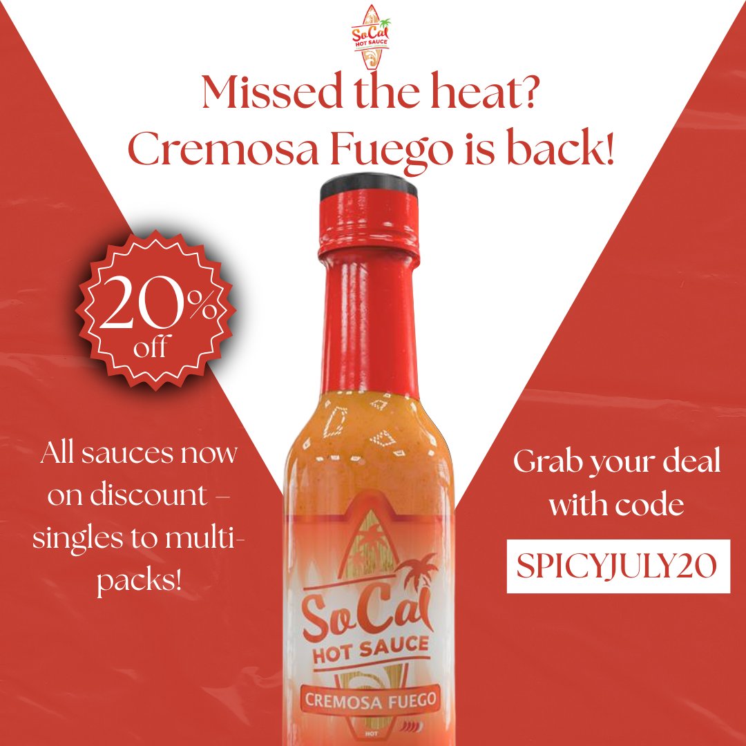 📷 All your favorite sauces just got hotter — and cheaper! From singles to multi-packs, everything’s on sale.
Use code SPICYJULY20 at checkout to turn up the flavor without burning your wallet.
📷 Shop now 📷: socalhotsauce.com
#SoCalHotSauce #hotsaucelovers #SauceGoals