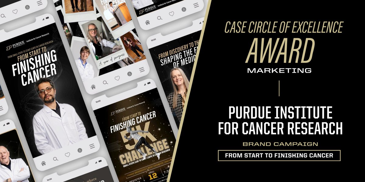 PUCancerInst's tweet photo. 🥈 We're honored to announce that the Purdue Institute for Cancer Research has been awarded silver in the 2025 CASE Circle of Excellence Awards for our integrated marketing campaign, “From Start to Finishing Cancer.”

@CASEAdvance #CASECOE https://t.co/9NszcKpMWx