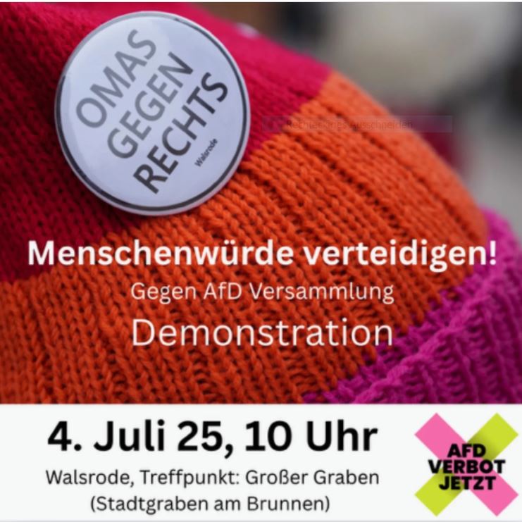 Walsrode braucht euch Freitag!
#LautgegenRechts #AfDVerbotjetzt #wirsindmehr #omasgegenrechts #Walsrode