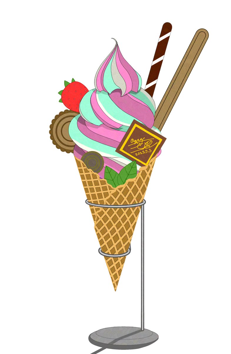 #7月3日はソフトクリームの日（着彩、ベタ塗り）
#夏の創作クラスターフォロー祭り #絵描きさんフォロバ100 #絵描きさんと繋がりたい #絵描きさん相互フォロー #ソフトクリーム #相互フォロー #フォロバ100 #ブルバ100 #ブルーバッジ相互フォロー #f4f #followme #l4l