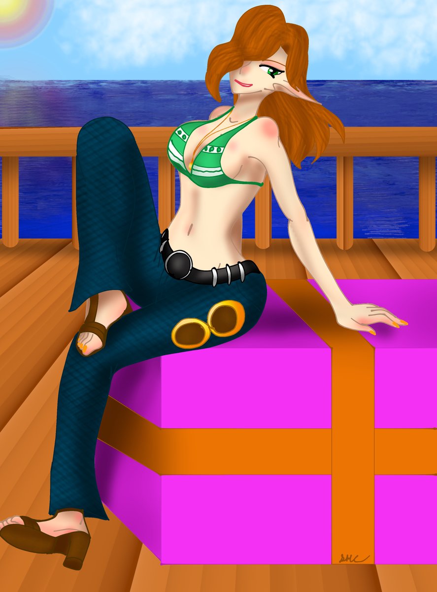 DKing312's tweet photo. So, July 2nd is the birthday of one of my characters, and Nami from One piece as well [it's also my irl sister's too] So this is what i drew for that day
Fortana doesn't know who Nami is of course, not really into anime, but she likes the Drip. https://t.co/941jsqBVXF
