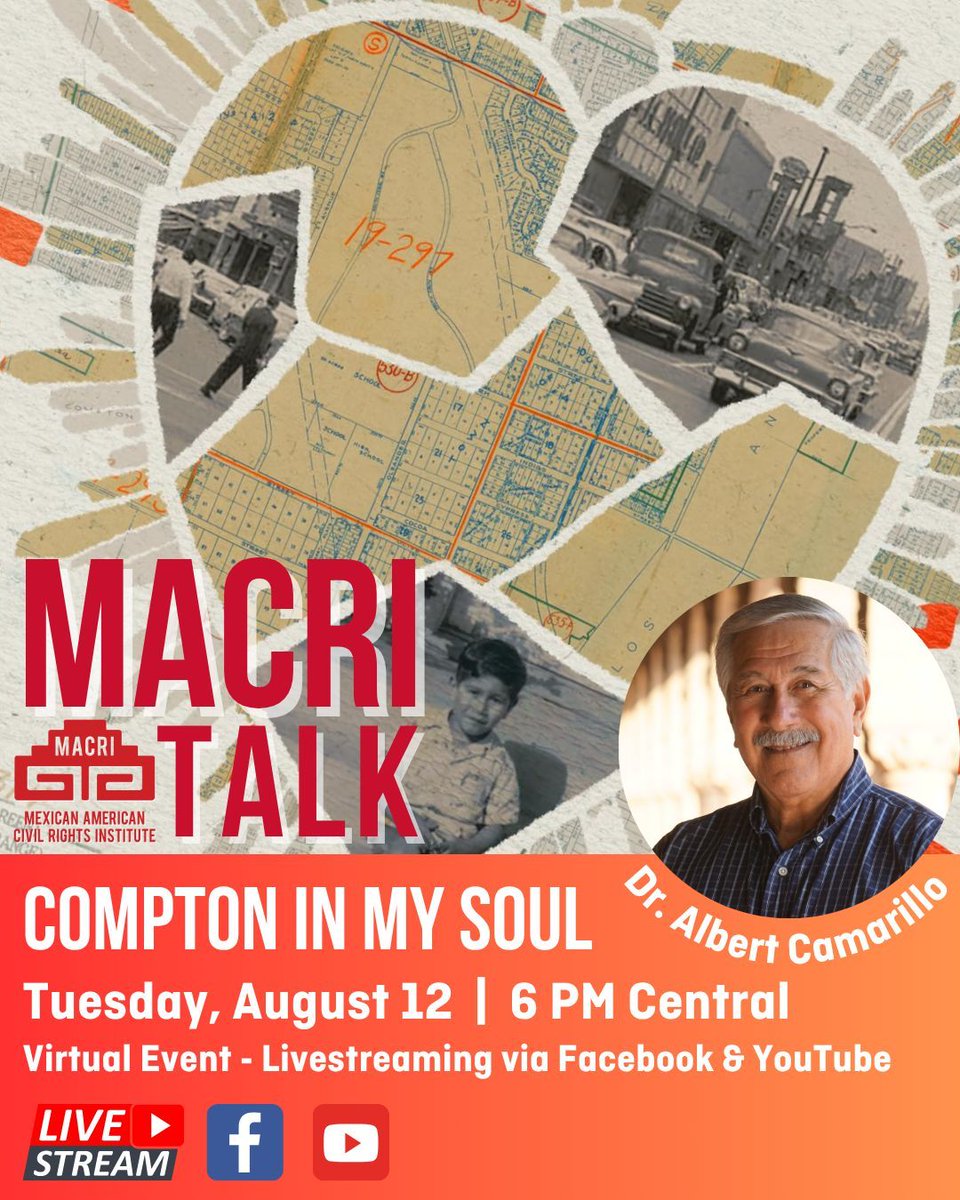 Save the date! Join us on Tuesday, August 12, 2025, at 6 PM CT for a MACRI Talk with Dr. Albert Camarillo about his new memoir, Compton in My Soul. This virtual MACRI Talk will stream live on MACRI's Facebook &amp; YouTube.

To RSVP and learn more, visit: buff.ly/Dkp8cBX
