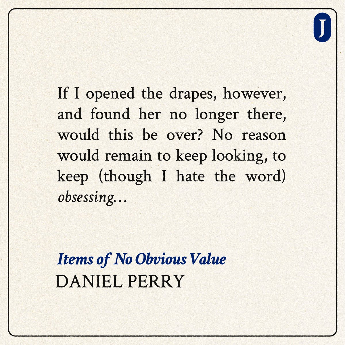 Joyland Publishing (@joylandpub) on Twitter photo "If I opened the drapes, however, and found her no longer there, would this be over?"
From "Items of No Obvious Value" by <a href="/danielperrysays/">Daniel Perry</a>, new this week in Joyland Magazine.
joylandpublishing.com/fiction/items-… "If I opened the drapes, however, and found her no longer there, would this be over?"
From "Items of No Obvious Value" by <a href="/danielperrysays/">Daniel Perry</a>, new this week in Joyland Magazine.
joylandpublishing.com/fiction/items-…