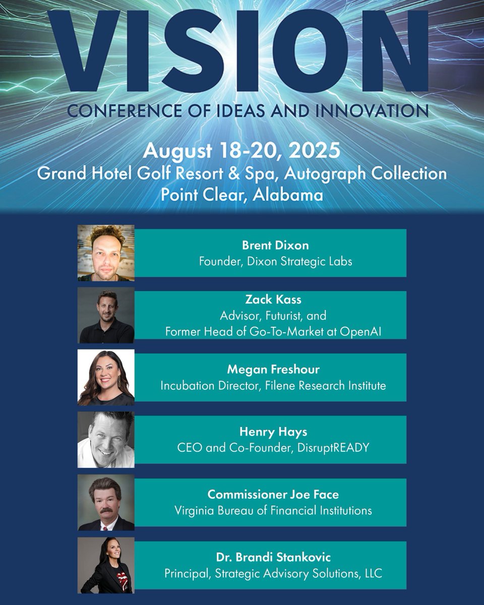 We're thrilled to announce the lineup of speakers for VISION, a forward-thinking event happening from August 18-20! This year features visionary leaders and experts offering invaluable insights into the future of finance.

Register now: na.eventscloud.com/website/81380/…
#VISIONForTomorrow
