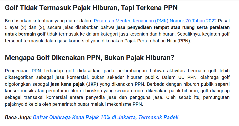tinggalgoceng's tweet image. golf ga kena krn yang main bukan masyarakat biasa

gak sih. golf sebenernya kena PPN karena tergolong jasa komersil, bukan hiburan. TAPIII, tadinya golf kena pajak dobel: PPN dan pajak hiburan, sampe orkay2 itu gugat tahun 2009 dan menang.

lagi, krn yang maen bukan orang biasa