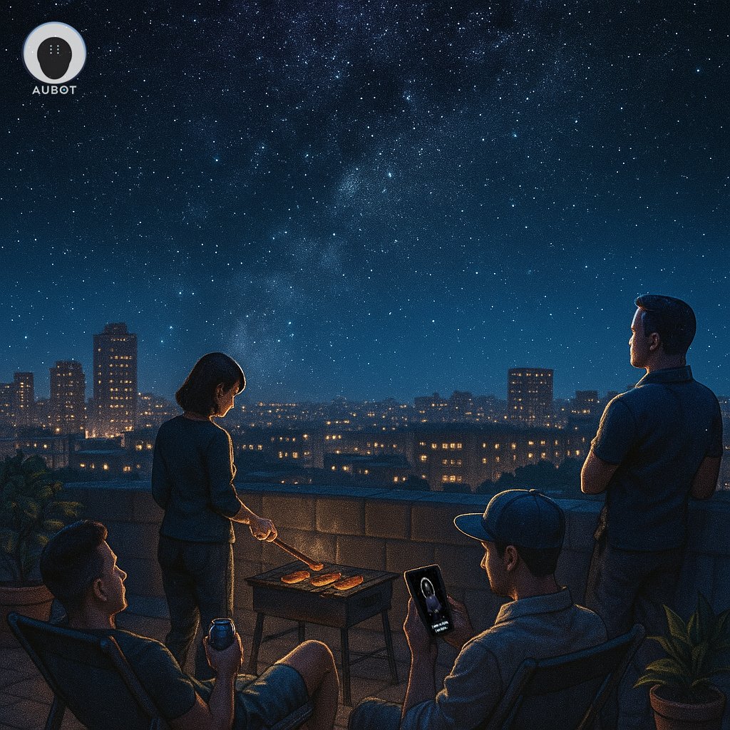 Aubot_tech's tweet image. Humans chill, AUBOT builds. Even under the stars, your AI agent is relentlessly optimizing your crypto world. #AUBOT #CryptoAI #CryptoRevolution #AIAgent  #NeverSleeps #SmartTrading