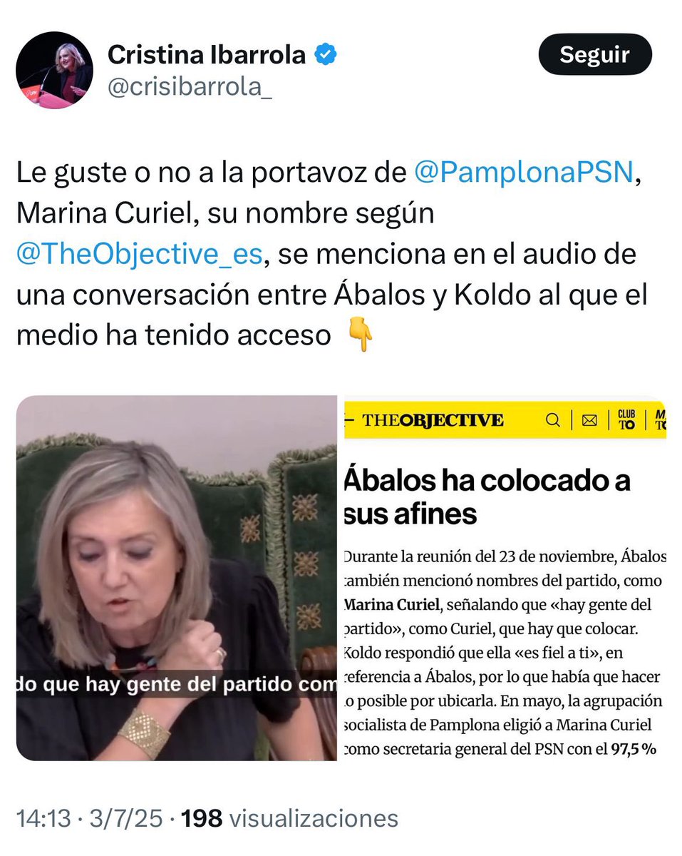 Así hace política <a href="/upn_navarra/">UPN</a> y su presidenta <a href="/crisibarrola_/">Cristina Ibarrola</a> . Acusando a Marina Curiel sin rigor y haciéndose eco de bulos . 
No todo vale en política….
Exijo rectificación pública y disculpas…