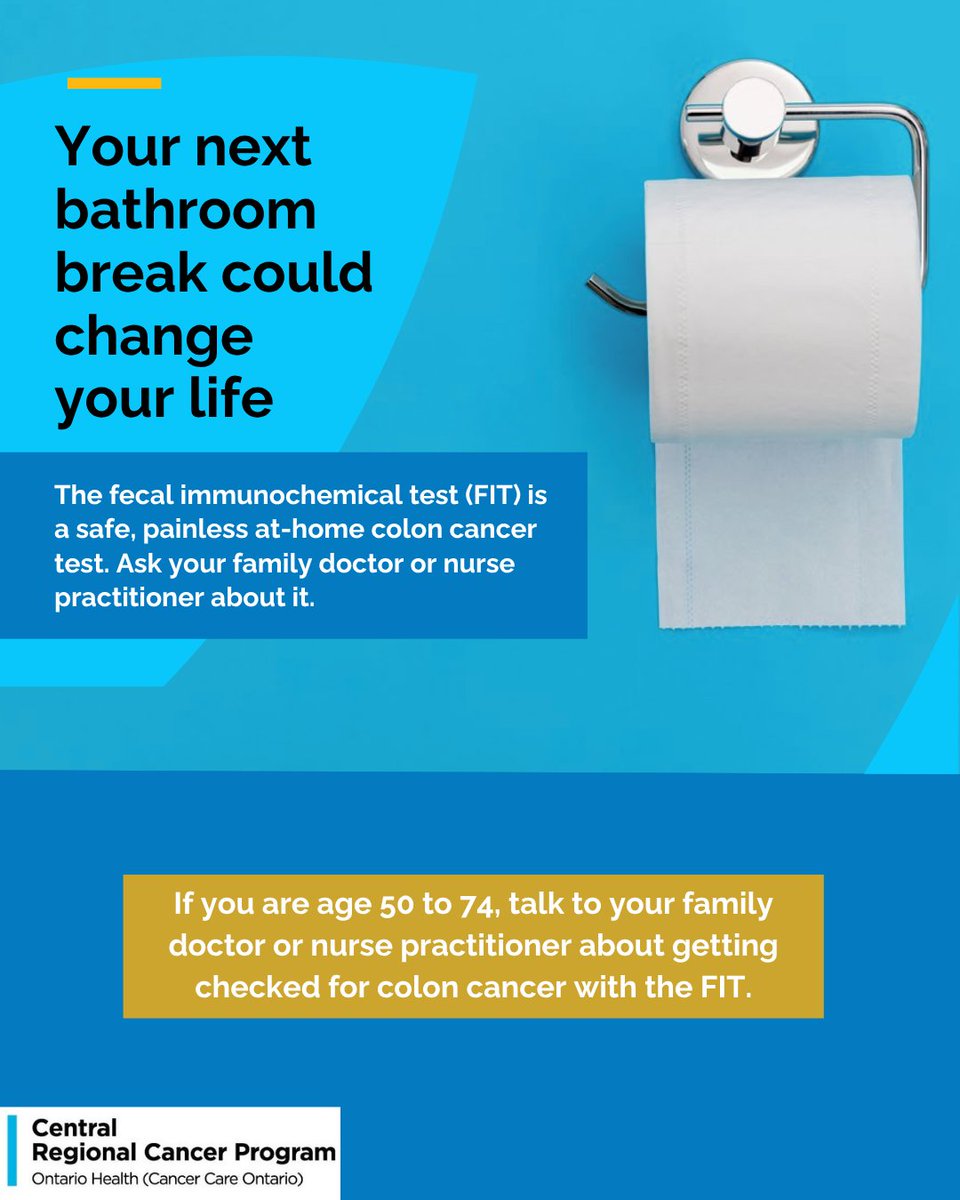 Screen4Cancer's tweet image. FIT is a free at-home test for eligible Ontarians. 

If you do not have a family doctor or nurse practitioner, call Health 811 (dial 811) to get your free ColonCancerCheck FIT kit.