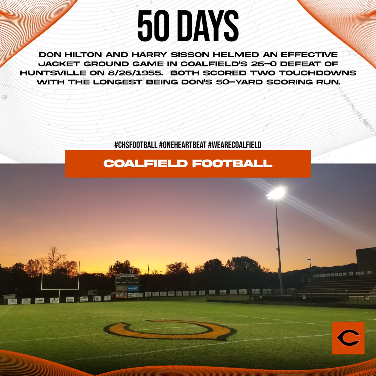 50 days to kickoff!
#CHSFootball #OneHeartbeat #WeAreCoalfield #CHSCountdown