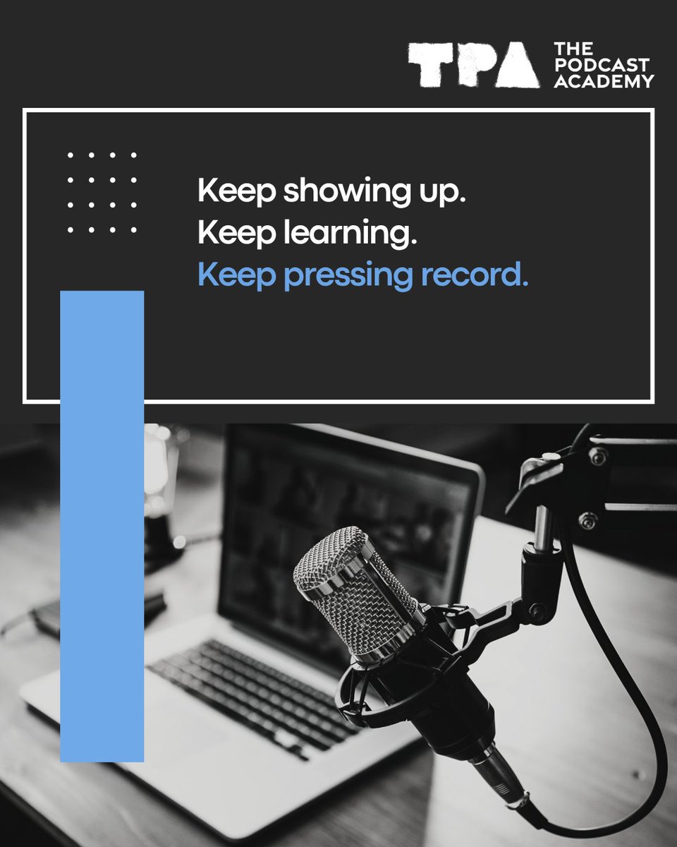 podcastacademy's tweet image. Progress > Perfection
Every great podcast starts somewhere—and spoiler: it’s rarely perfect.
✅ Fumbled intros?
✅ Awkward pauses?
✅ Editing chaos?
The magic happens in the reps. Because podcasting isn’t about being perfect—it’s about practicing with purpose.