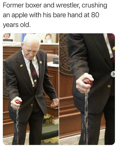 Danny Hodge, a legendary wrestler and former boxer, was known for his extraordinary grip strength—something he maintained well into old age.