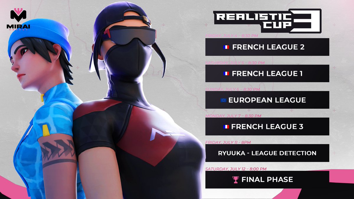 🏆 REALISTIC CUP #3 

We're off again TOMORROW with a competition that players have loved playing since the first edition! ⭐️

New Players, a New League and a Detection League are the new features of this season.

#RoadtotheHills 🩷🤍