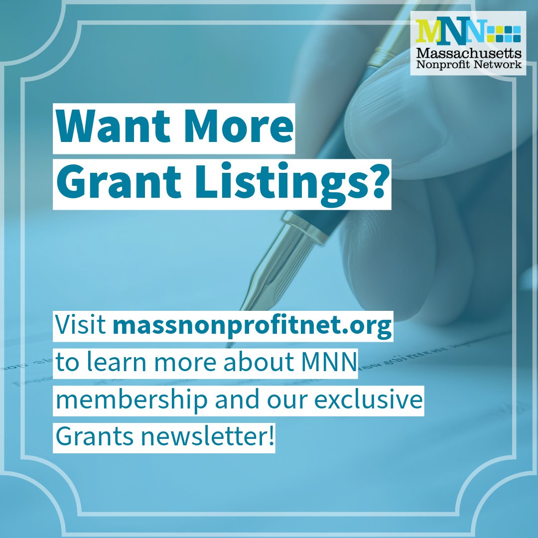 Join MNN for access to the latest #Massachusetts #grant and award opportunities! Our members not only receive exclusive grants newsletters, but can view additional funding opportunities on our member portal.  🔓💰

👉 More on MNN membership: massnonprofitnet.org/benefits-join/