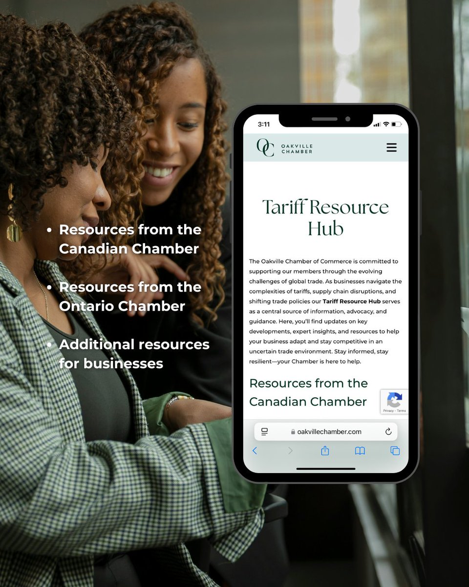 The Oakville Chamber supports our members through global trade challenges. Our Tariff Resource Hub provides updates, expert insights, and resources to help businesses navigate tariffs, supply chain issues, and changing policies.

Access it here: l8r.it/pahu