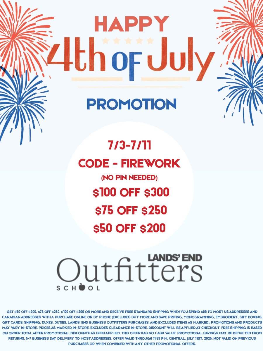 Need new uniforms for this school year? Don't miss out on this amazing 4th of July Promotion!
