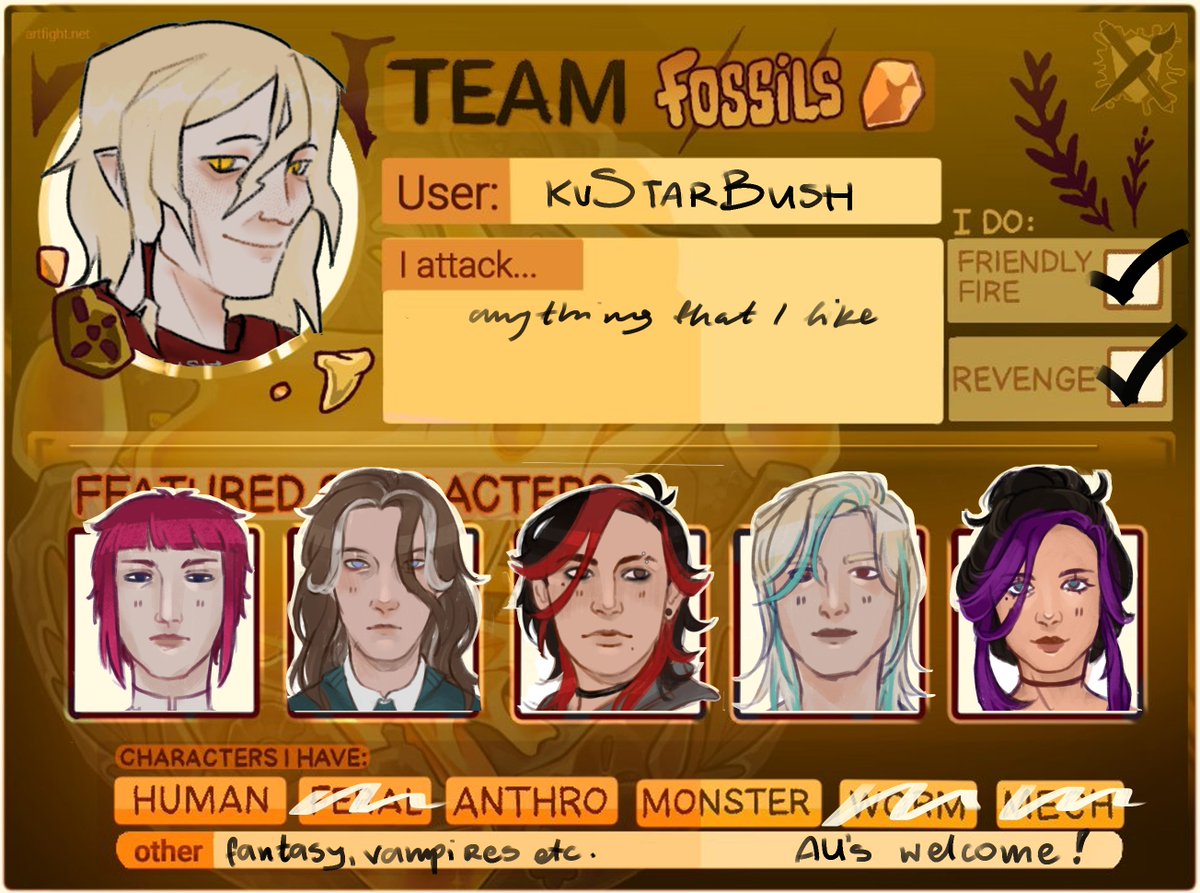 KuStarBush's tweet image. #TEAMFOSSILS #artfight2025