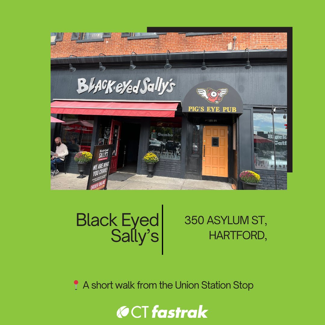 CTfastrak connects you to the places that hit all the right notes, like Black-Eyed Sally’s.
Jazz it up, chow down, and leave the driving to us. 🎺✨ 🚌

#CTfastrak #FastraktoFlavor #FastrakFoodieFinds #CentralCT