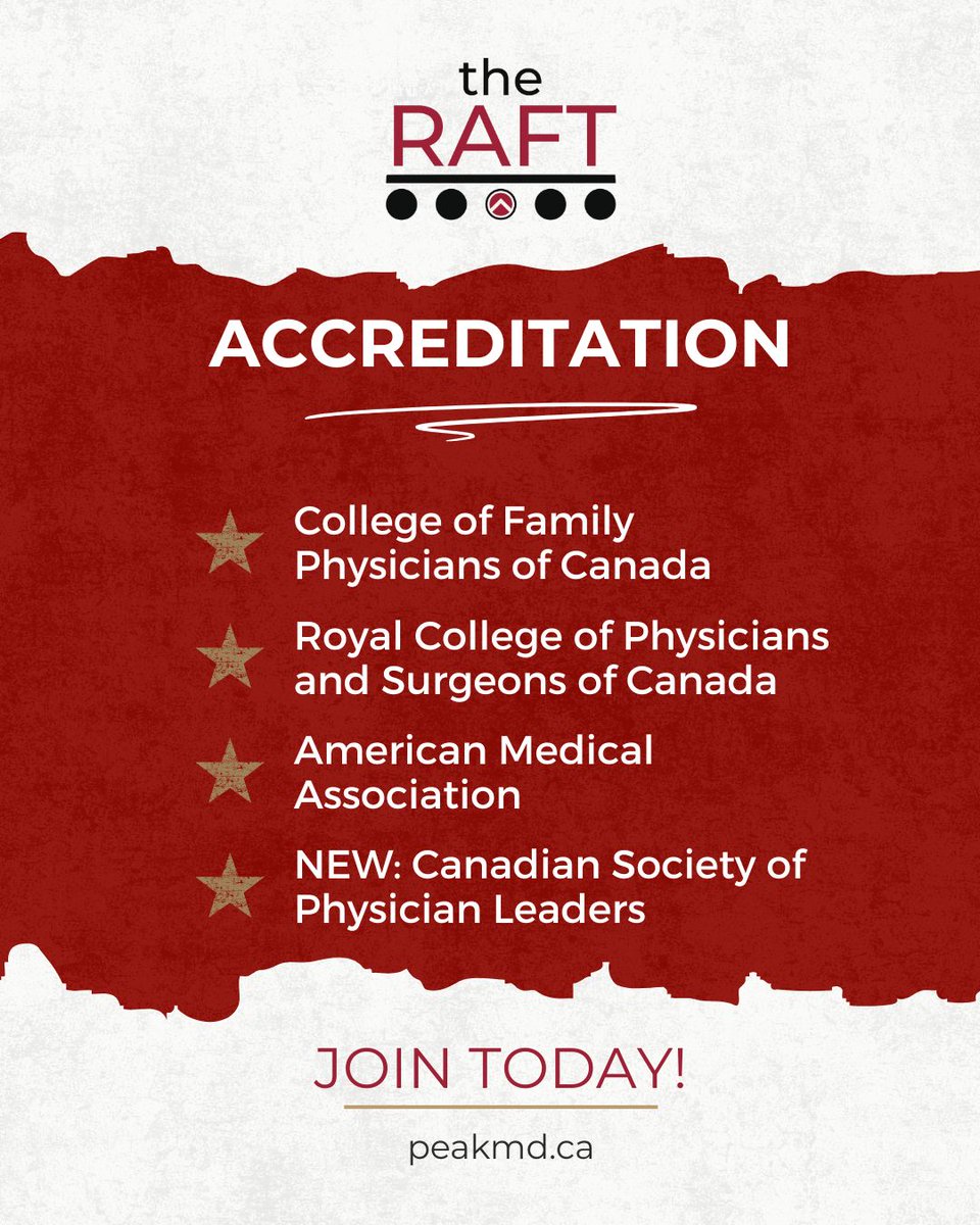 🤔 Each #TheRaft session qualifies for Continuing Professional Development credits

⭐New in 2025: 65 credits toward the CCPE credential, offered through the <a href="/CSPLeaders/">CSPL</a> 
⭐Up to 82 credits with the College of Family Physicians of Canada, <a href="/Royal_College/">The Royal College</a>, and the <a href="/AmerMedicalAssn/">AMA</a>