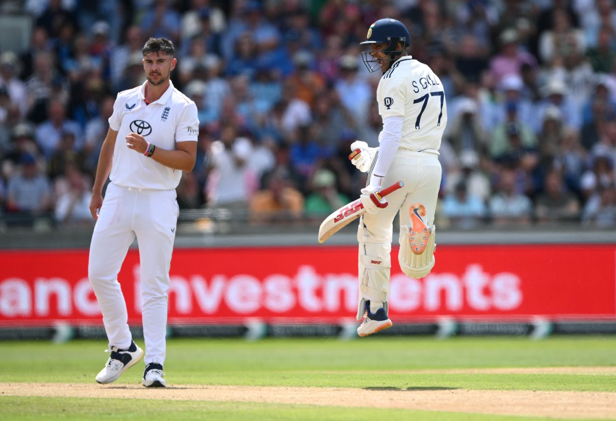 ICC's tweet photo. Shubman Gill soaking in the moment after smashing his maiden double century in Tests 🤩

#WTC27 #ENGvIND 📝: https://t.co/Av3A67xTry https://t.co/qfzZqZODMz