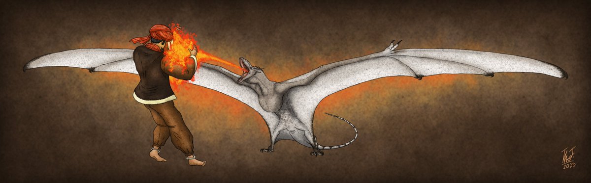 MarvMemento's tweet photo. This is why you shouldn't try to tame a dragon at home...

A Common dragon and a (overly) daring beast tamer. https://t.co/BwYyGboarT
