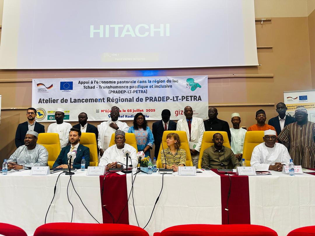 Amb_MNuhu's tweet photo. I am pleased to participate in the political launch of the Regional Support Program for Development of the Pastoral Economy around Lake Chad #PETRADEP, here in the city of N’Djamena.

@lcbc_cblt appreciates the unwavering commitment and support of the European Union and the BMZ, through the @giz_gmbh, towards fostering sustainable stabilization and development across the #LakeChad Basin region.