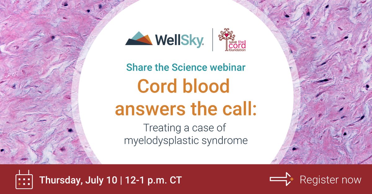As innovation in cell and gene therapy continues, WellSky and SaveTheCord Foundation have teamed up to present a webinar series specifically designed to bring cord blood innovations to the mainstream.  Join us on July 10 for our next webinar.

Register: ow.ly/rXoa50WjGyB