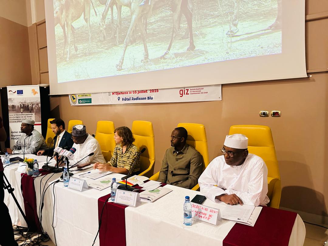 Amb_MNuhu's tweet photo. I am pleased to participate in the political launch of the Regional Support Program for Development of the Pastoral Economy around Lake Chad #PETRADEP, here in the city of N’Djamena.

@lcbc_cblt appreciates the unwavering commitment and support of the European Union and the BMZ, through the @giz_gmbh, towards fostering sustainable stabilization and development across the #LakeChad Basin region.