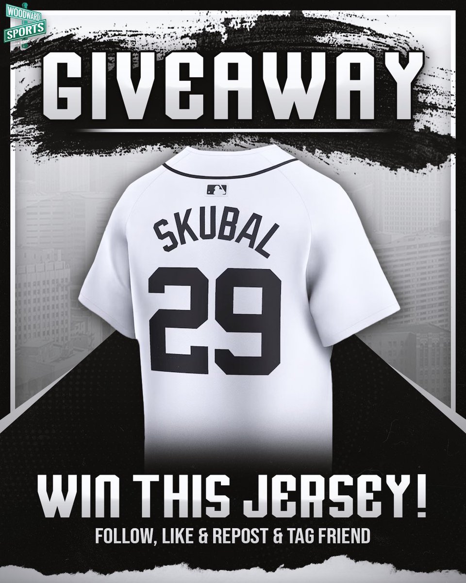 Woodward Sports Network (@woodwardsports) on Twitter photo 🚨 Woodward Sports Network is giving away a Tarik Skubal Jersey !! 🚨
To enter to win this Jersey the steps are simple:
- FOLLOW <a href="/woodwardsports/">Woodward Sports Network</a>
- LIKE & REPOST This Post
- TAG A FRIEND in the comments
⁃ COMMENT #RepDetroit when done!
*You and the friend you tag must be 🚨 Woodward Sports Network is giving away a Tarik Skubal Jersey !! 🚨
To enter to win this Jersey the steps are simple:
- FOLLOW <a href="/woodwardsports/">Woodward Sports Network</a>
- LIKE & REPOST This Post
- TAG A FRIEND in the comments
⁃ COMMENT #RepDetroit when done!
*You and the friend you tag must be