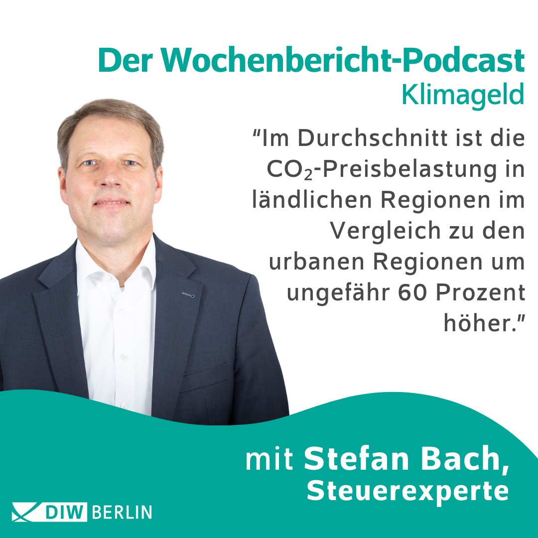 DIW Berlin (@diw_berlin) on Twitter photo "Mit einem regional differenzierten Klimageld verlagert man die sozialen Härtefälle weg vom Land hin zur Stadt." – Warum das Modell trotzdem sinnvoll sein kann, erklärt DIW-Steuerexperte <a href="/SBachTax/">Stefan Bach</a> in der aktuellen Ausgabe des Wochenbericht-Podcast: diw.de/de/diw_01.c.96… "Mit einem regional differenzierten Klimageld verlagert man die sozialen Härtefälle weg vom Land hin zur Stadt." – Warum das Modell trotzdem sinnvoll sein kann, erklärt DIW-Steuerexperte <a href="/SBachTax/">Stefan Bach</a> in der aktuellen Ausgabe des Wochenbericht-Podcast: diw.de/de/diw_01.c.96…