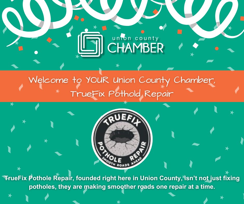 We are excited to welcome TrueFix Pothole Repair as a new member of YOUR Union County Chamber. We're grateful to partner with you! Learn more about them at bit.ly/3GuTNKL.