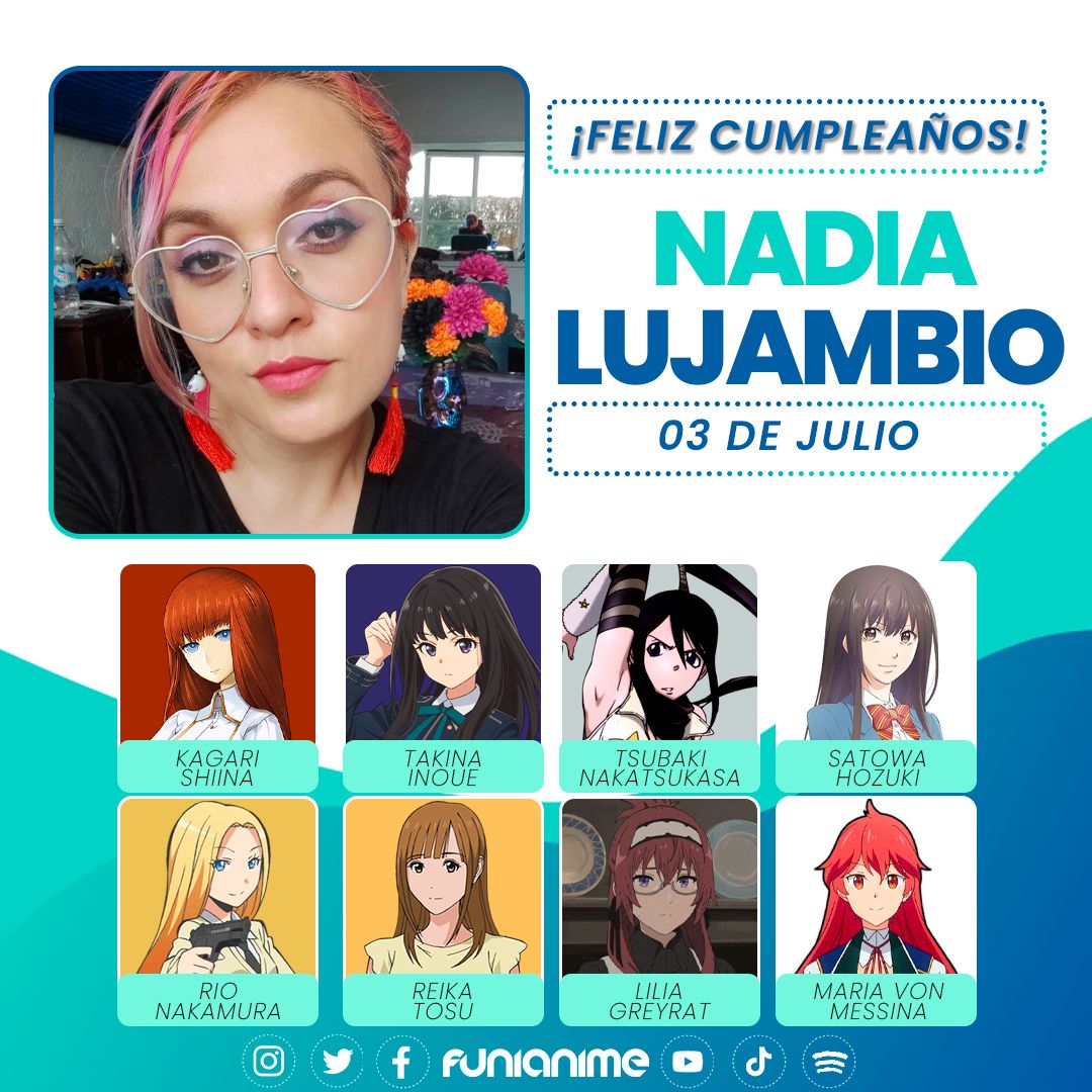 🎉🎂 ¡Muchas felicidades a la actriz de doblaje Nadia Lujambio que está de cumpleaños! 🎂🎉 <a href="/YanLu33/">Nadia Yanin</a>