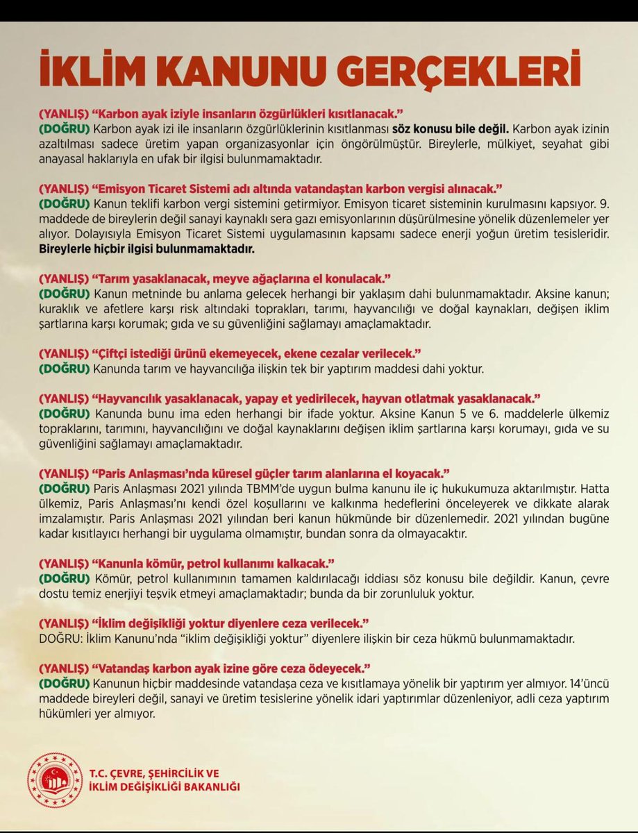 Paganist İklim Aktörleri.. ⤵️

➖ Milyonlarca ağacı yok etmeliyiz diyor: Bizim ormanlarımız yanıyor. 

➖ Büyükbaş hayvanlar fazla karbon salıyor diyor: Hayvan pazarlarımız kapatılıyor. 

➖ Bireysel araç kullanımı azaltılmalı diyor: Akaryakıt ve araba fiyatları uçuyor.

BAKANLIK