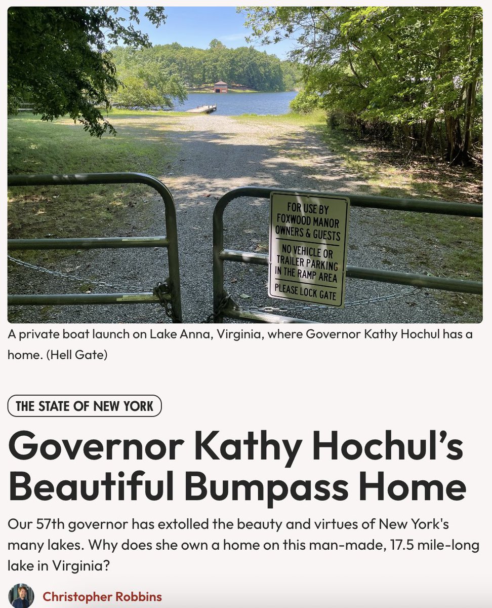 ChristRobbins's tweet image. >@GovKathyHochul is in Virginia.
Time to revisit our profile on Bumpass, VA, where the governor cools her heels (in a lake warmed by a nuclear power plant)
hellgatenyc.com/virginia-is-fo…
