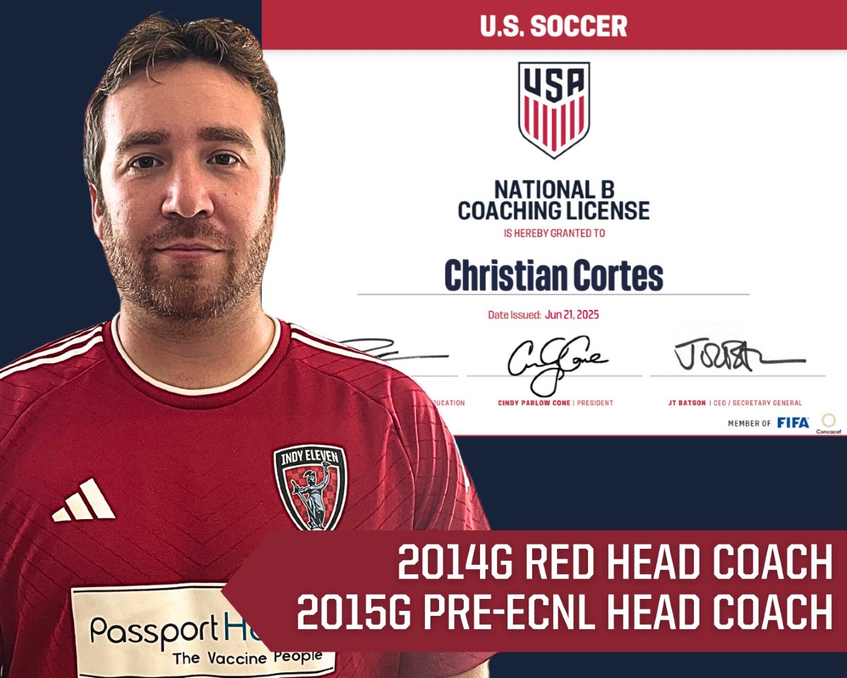 Indy Eleven Academy (@indyelevenacad) on Twitter photo Congratulations to Coach Christian Cortes on earning his <a href="/ussoccer/">U.S. Soccer</a> National B Coaching License. Christian serves as the Head Coach of our 2014G Red and 2015G Pre-ECNL teams. Well done Coach Christian!
#ElevenForever #LearningNeverStops Congratulations to Coach Christian Cortes on earning his <a href="/ussoccer/">U.S. Soccer</a> National B Coaching License. Christian serves as the Head Coach of our 2014G Red and 2015G Pre-ECNL teams. Well done Coach Christian!
#ElevenForever #LearningNeverStops