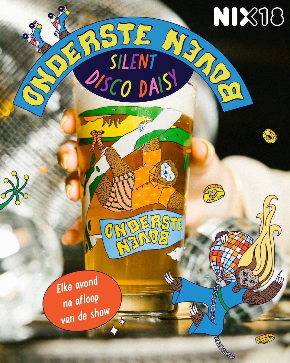 Ook dit jaar zijn de bieren van Ondersteboven Bier er weer bij! Proef Hangende Harry, een frisse toegankelijke IPA of dans met Disco Daisy, een verrassend blond bier met een fruitige twist 👑Na afloop van elk concert kun je dansen in de Silent Disco Daisy! #Ondersteboven #NIX18