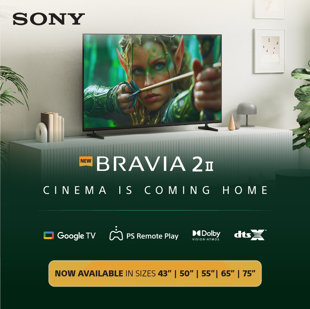 Discover the new Sony BRAVIA 2 II Series: breathtaking 4K clarity, floating design, and sound that moves with every moment.
Every scene. Every detail. Unbelievably real.
#CinemaIsComingHome

Learn more on: sony-mea.com/en/bravia/prod…