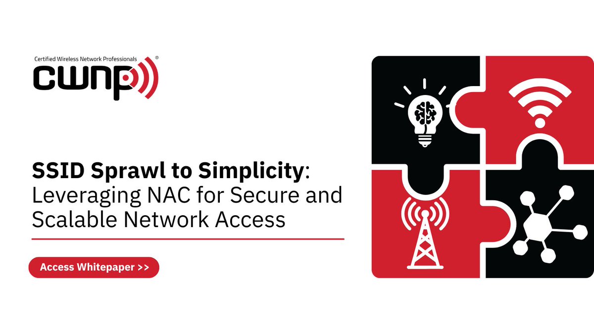 New CWNP Whitepaper 👉 SSID Sprawl to Simplicity

Discover how to streamline your wireless network and enhance security with Network Access Control (NAC).

As Wi-Fi continues to evolve, from 802.11b to Wi-Fi 7, the challenge of managing growing device loads and minimizing