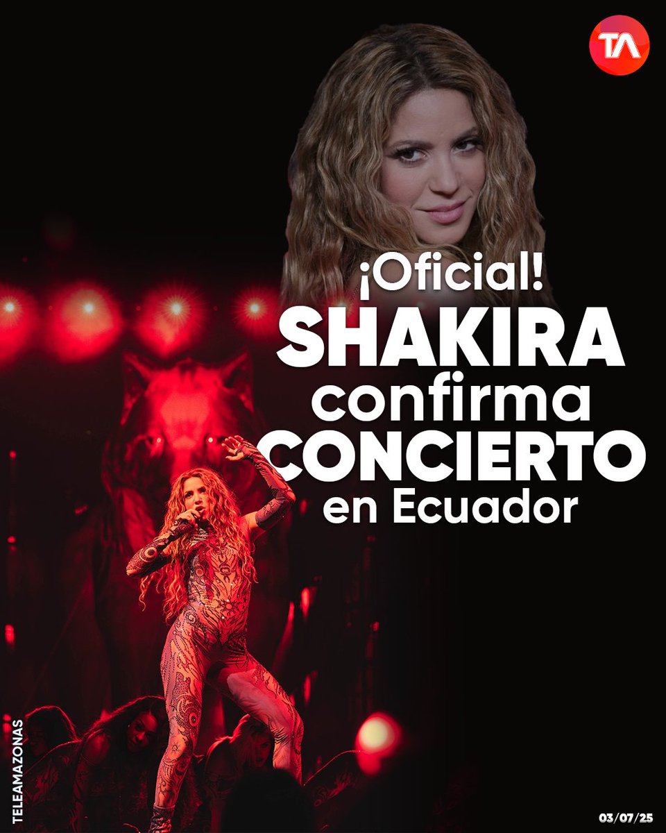 teleamazonasec's tweet photo. #ATENCIÓN | La 'Reina del Pop Latino' regresa a Ecuador. Shakira confirma concierto con su tour 'Las Mujeres Ya No Lloran'.  https://t.co/RB0yC7pMtp https://t.co/A9S6RcTmsh