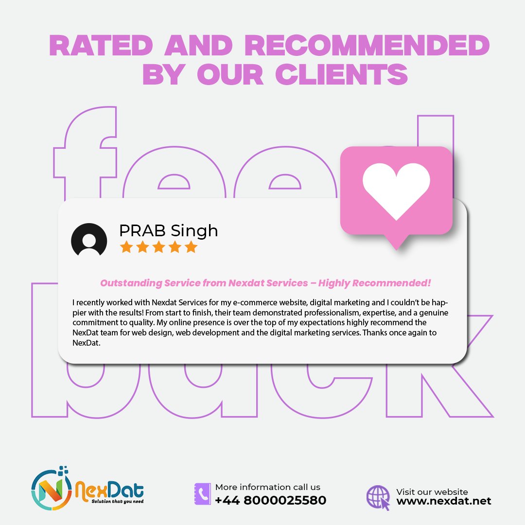 Nex_dat's tweet image. Client reviews that inspire us
We're grateful for the amazing feedback from our clients! Your words motivate us to keep pushing the boundaries of innovation. Thank you for being part of the Nexdat family! 💼🌟
#nexdat #clientfeedback #innovation #webdesign #development
