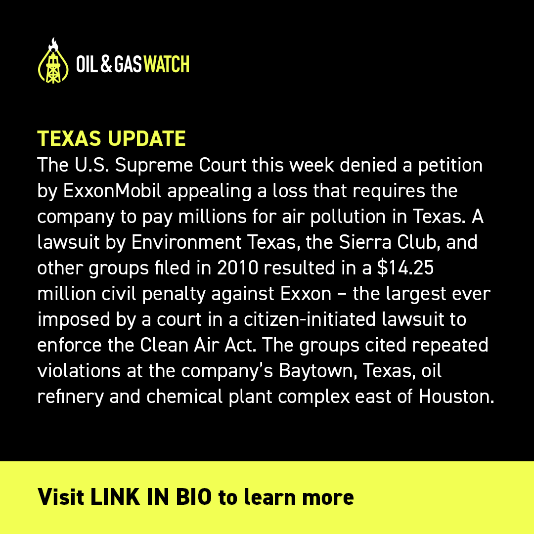 Oil and Gas Watch (@oil_watch) on Twitter photo Environmental groups prevail at Supreme Court in 15-year case against Exxon
news.oilandgaswatch.org/template/brief…
<a href="/EnvironmentTex/">Environment Texas</a> @sierraclub <a href="/TexasTribune/">Texas Tribune</a> <a href="/HoustonChron/">Houston Chronicle</a> <a href="/Hou_Landing/">Houston Landing</a> <a href="/abc13houston/">ABC13 Houston</a> <a href="/KPRC2/">KPRC 2 Houston</a> <a href="/FOX26Houston/">FOX26Houston</a> Environmental groups prevail at Supreme Court in 15-year case against Exxon
news.oilandgaswatch.org/template/brief…
<a href="/EnvironmentTex/">Environment Texas</a> @sierraclub <a href="/TexasTribune/">Texas Tribune</a> <a href="/HoustonChron/">Houston Chronicle</a> <a href="/Hou_Landing/">Houston Landing</a> <a href="/abc13houston/">ABC13 Houston</a> <a href="/KPRC2/">KPRC 2 Houston</a> <a href="/FOX26Houston/">FOX26Houston</a>