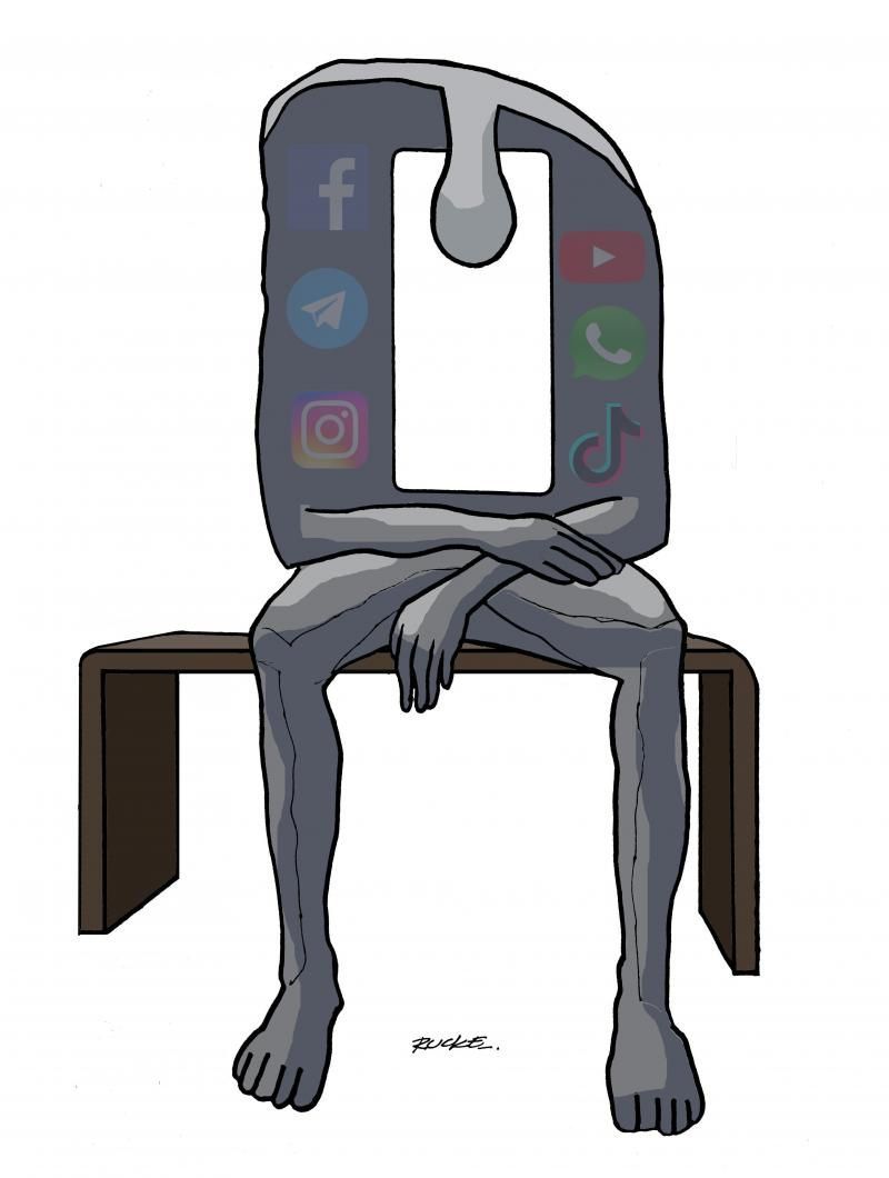 The emptiness of the soul. Cartoon by Rucke Souza. More cartoons: buff.ly/N81Bsy7

#socialmedia #addiction #online #smartphone