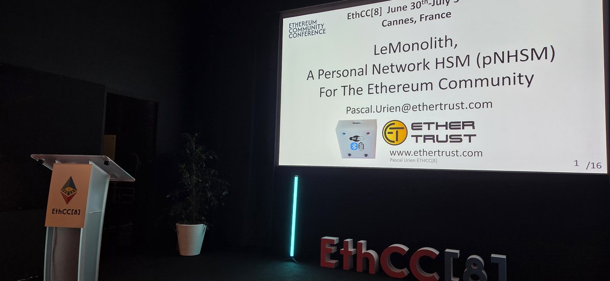 PascalUrien's tweet image. Talk at #EthCC [8], &quot;LeMonolith personal Network HSM for the Ethereum community&quot;
The video is online, youtube.com/watch?v=TISAaX…
