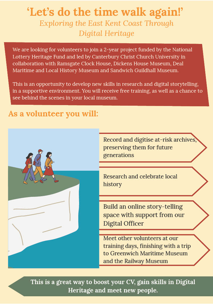 CreativeWriting CCCU (@writing_at_cccu) on Twitter photo We love this new flyer designed by Lily Turvey, MA Heritage student and administrator for the CCCU Time Walk project. For #DigitalHumanities #Museums #volunteering this summer email carolyn.oulton@canterbury.ac.uk - or get in touch with one of the project's partner museums. We love this new flyer designed by Lily Turvey, MA Heritage student and administrator for the CCCU Time Walk project. For #DigitalHumanities #Museums #volunteering this summer email carolyn.oulton@canterbury.ac.uk - or get in touch with one of the project's partner museums.