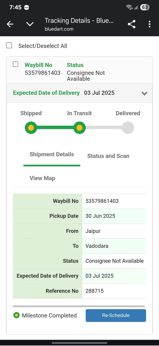 Nisarg1493's tweet photo. @BlueDart_ my parcel was set to be delivered today but no one came. On checking the tracking id on your website, it was marked as consignee not available. Do note that I was available for delivery at the location but no one ever showed up and also no one ever called. https://t.co/djKiToeGcB
