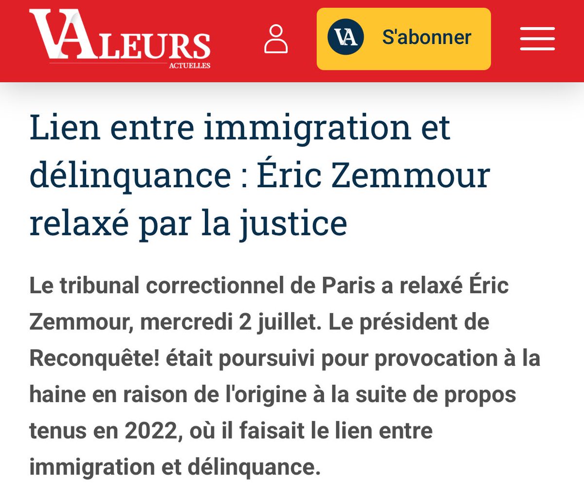 ZemmourEric's tweet image. La vérité et le réel finissent toujours par gagner et s’imposent même à la justice.
N’ayez plus peur de clamer que : oui, il y a un lien entre l’immigration et la délinquance.