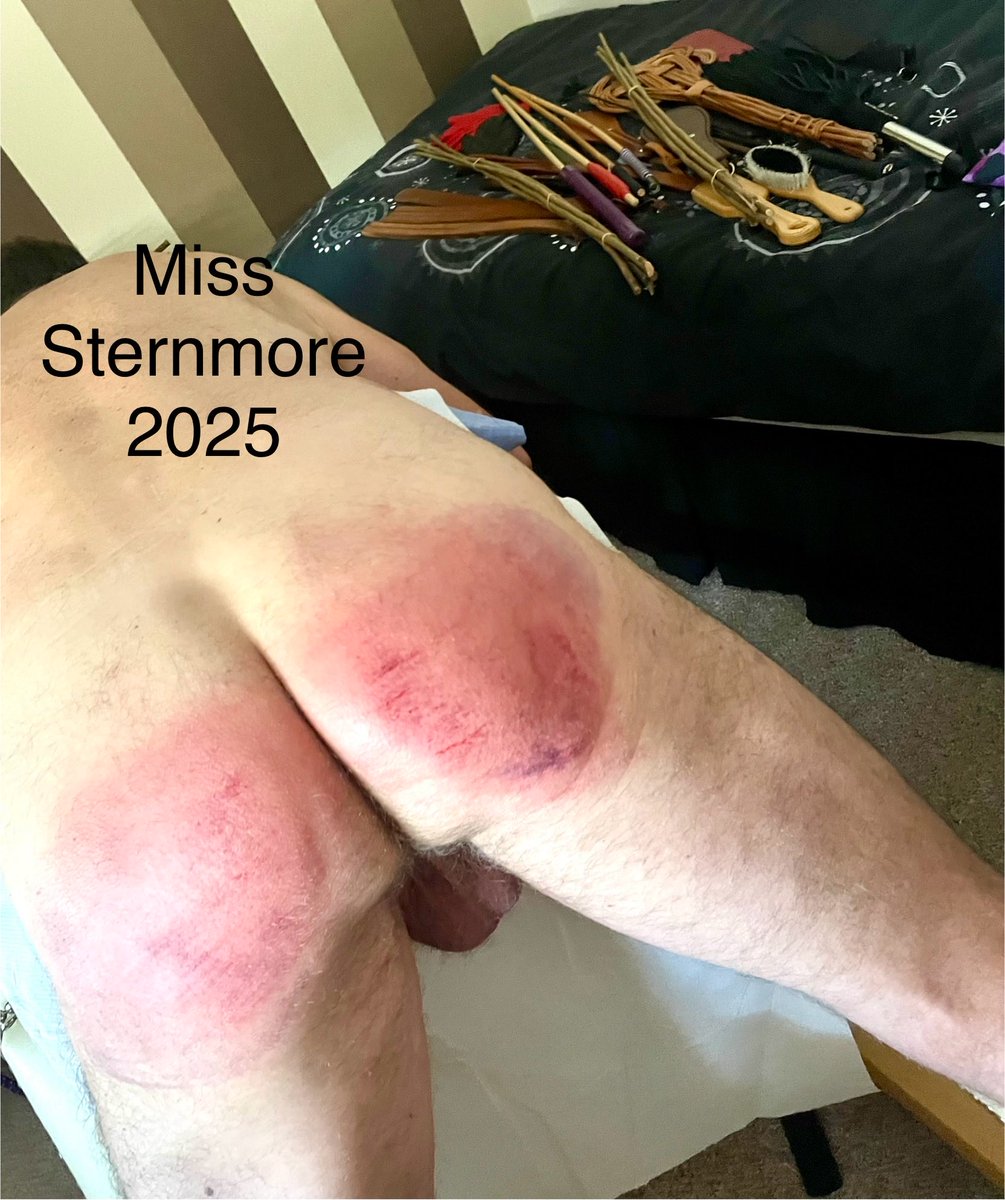A spanked bottom #OTK and then the use of all the implements next to him 😉